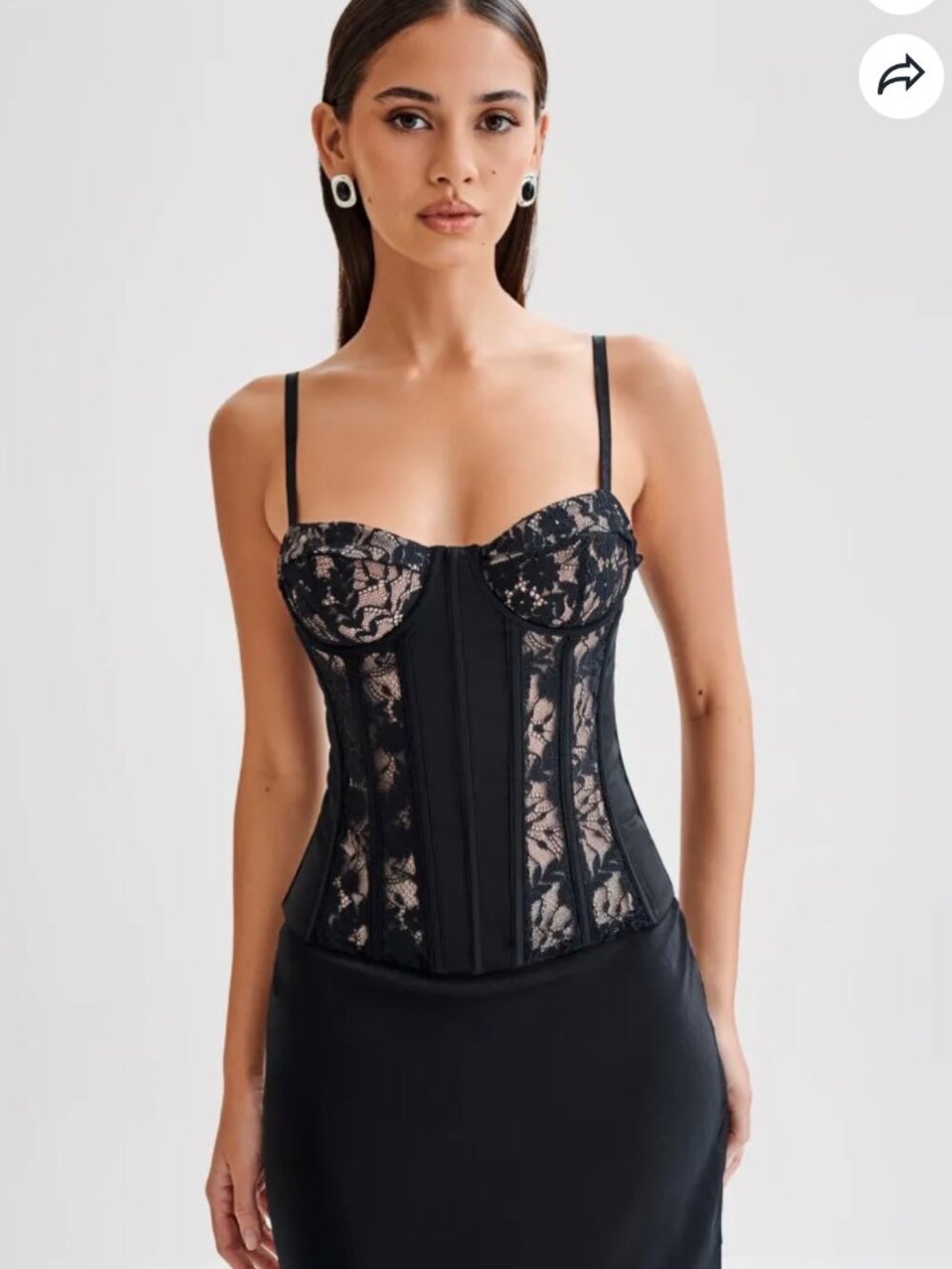 Meshki Maryse Satin And Lace Corset Top - black + medium